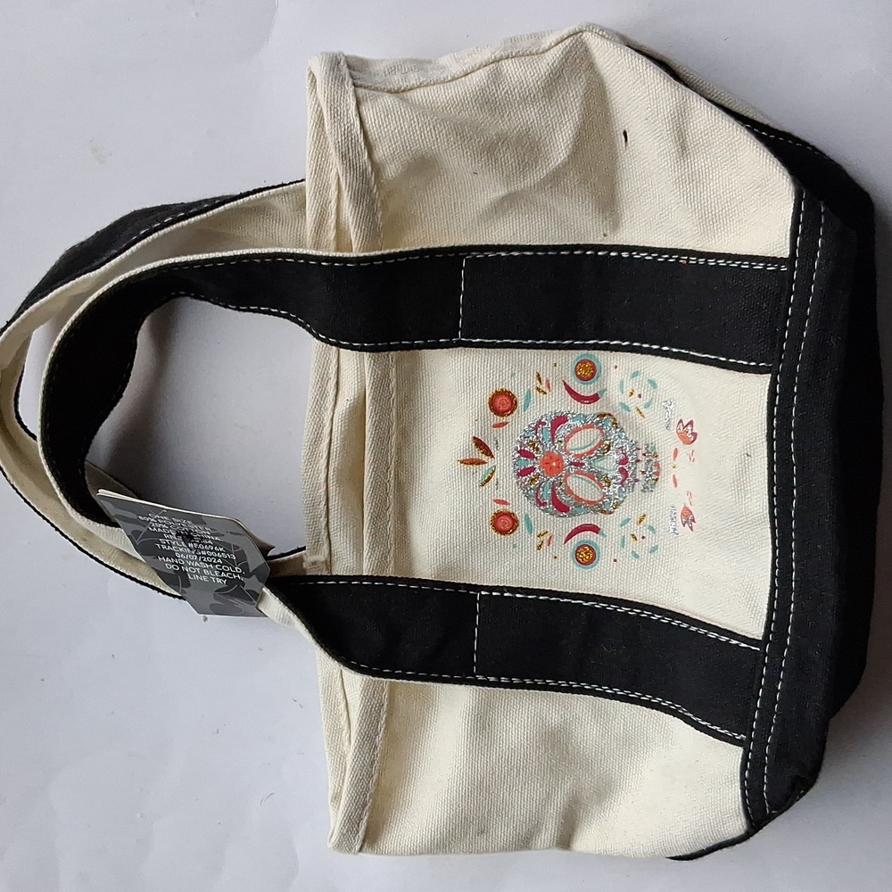 NWT  Skull  Mini Canvas Tote Bag